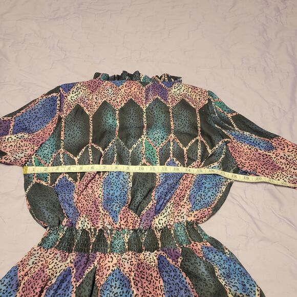 Mulla Long Sleeve Multicolor Animal Geometric Print Fit & Flare Mini Dress Small - Picture 8 of 11